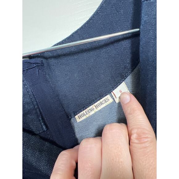 Anthropologie Holding Horses Clara Denim Tie Knot Sleeveless Dress 6 / Small - Picture 5 of 9